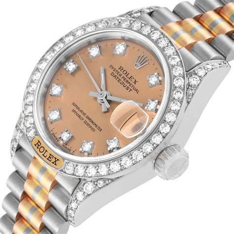 ladies rolex president watch 69159|Rolex President Tridor White Yellow Rose Gold Diamond Ladies .